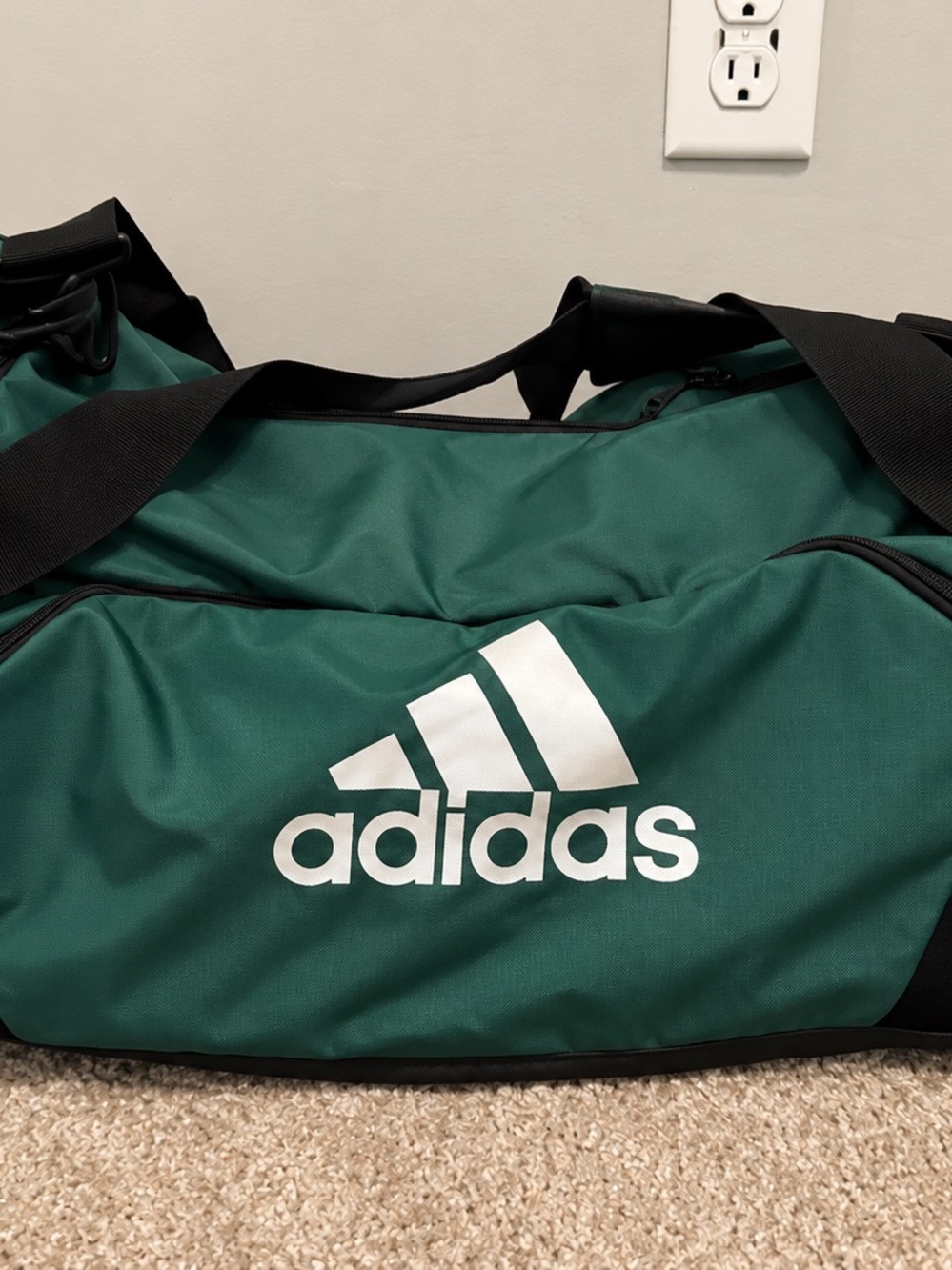 adidas Green Sport Duffel Bag with White Logo